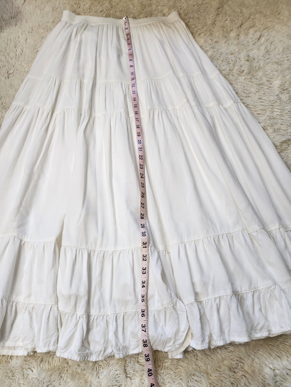 American Eagle Tiered Ruffle Maxi Skirt Womens Sz Large White Boho Peasant - Picture 5 of 10